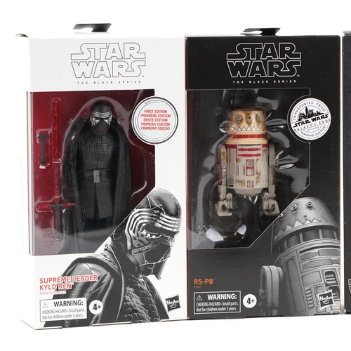 621 - Five as new Star Wars The Black Series collectable figures comprising R5-P8, Supreme Leader Kylo Ren... 