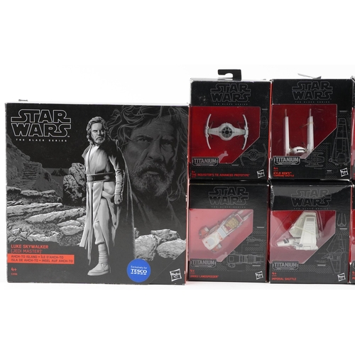 607 - Eight as new Star Wars The Black Series collectable figures including The Ghost, Imperial Shuttle, F... 