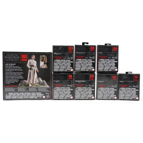 607 - Eight as new Star Wars The Black Series collectable figures including The Ghost, Imperial Shuttle, F... 