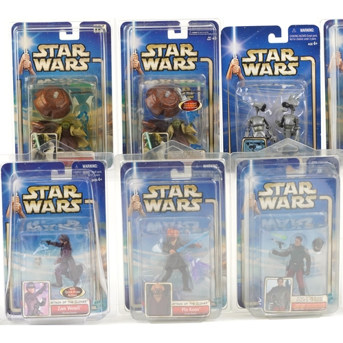 648 - Eleven as new Star Wars Attack of The Clones collectable figures including Anakin Skywalker, Plo Koo... 