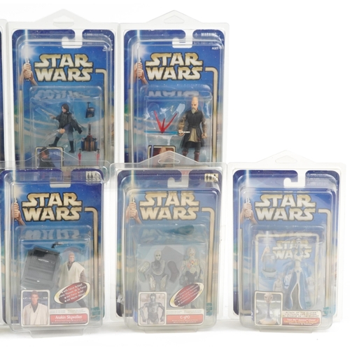 645 - Ten as new Star Wars Attack of The Clones collectable figures including Padme Amidala, Kit Fisto, Ba... 