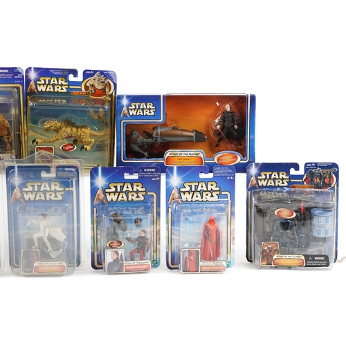 588 - Eleven as new Star Wars Attack of The Clones collectable figures including Aayla Secura, Ashla and J... 