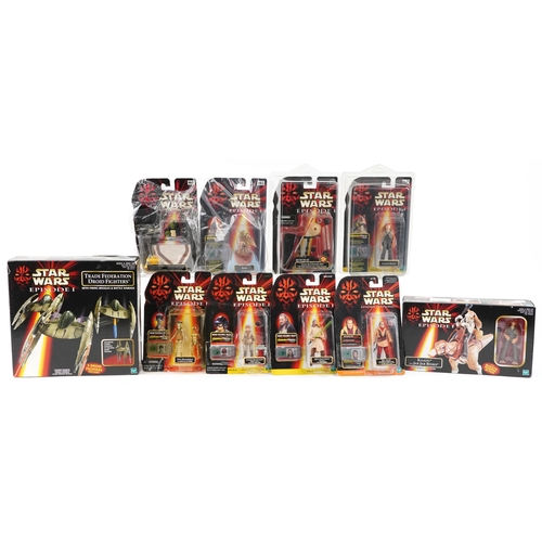 644 - Ten as new Star Wars Episode One collectable figures including Trade Federation Droid Fighters, Kaad... 