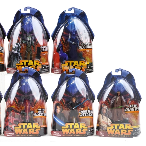 636 - Ten as new Star Wars Revenge of the Sith collectable figures including Darth Vader, General Grievous... 