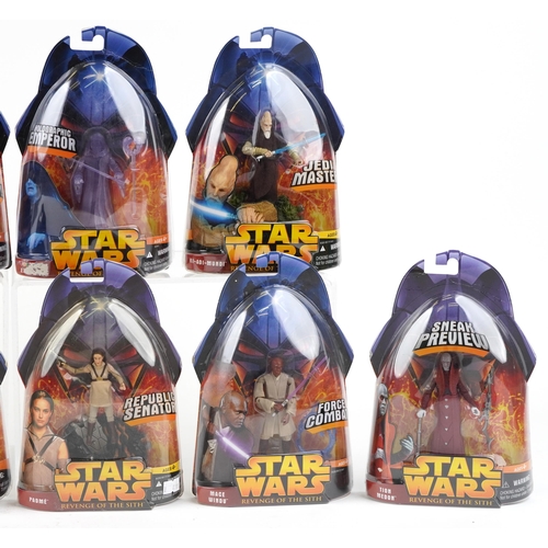 633 - Ten as new Star Wars Revenge of the Sith collectable figures including Holographic Emperor Palpatine... 