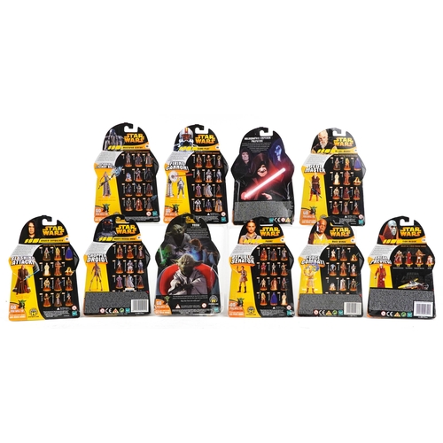 633 - Ten as new Star Wars Revenge of the Sith collectable figures including Holographic Emperor Palpatine... 