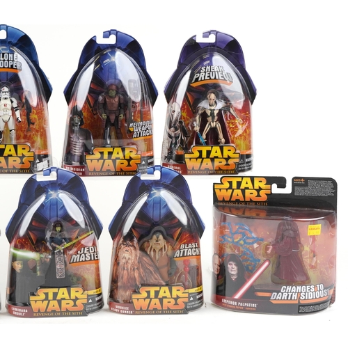 592 - Ten as new Star Wars Revenge of the Sith collectable figures including Luminara Unduli, Utabau Shado... 