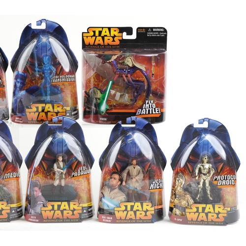 609 - Ten as new Star Wars Revenge of the Sith collectable figures including Zett Jukassa, C-3PO, Aayla Se... 