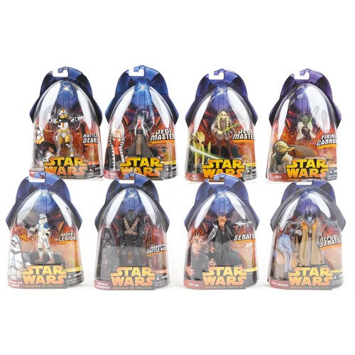 646 - Eight as new Star Wars Revenge of the Sith collectable figures including Mas Amedda, Ask Aak, Yoda a... 