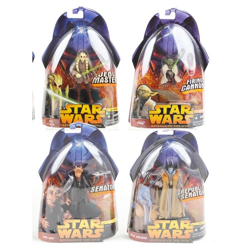 646 - Eight as new Star Wars Revenge of the Sith collectable figures including Mas Amedda, Ask Aak, Yoda a... 