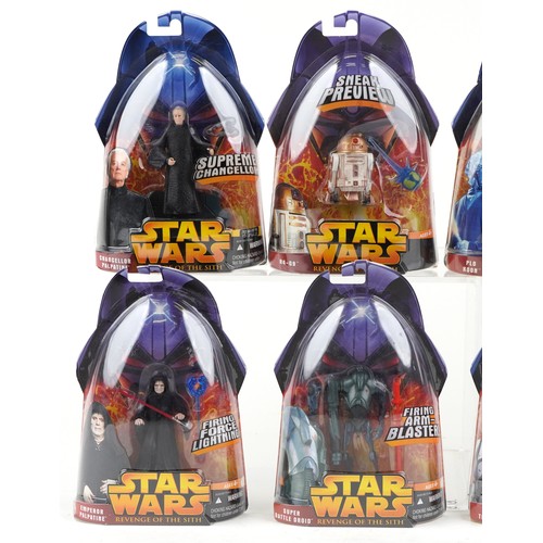 632 - Eight as new Star Wars Revenge of the Sith collectable figures including Wookiee Warrior, Clone Troo... 