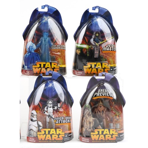 632 - Eight as new Star Wars Revenge of the Sith collectable figures including Wookiee Warrior, Clone Troo... 