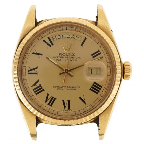 26 - Rolex, a gentlemen's 18ct gold Rolex Oyster Perpetual Day-Date automatic wristwatch having a Champag... 