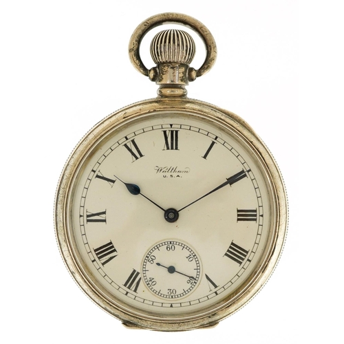 434 - A Waltham gentlemen's silver open face top wind pocket watch having enamelled and subsidiary dials w... 