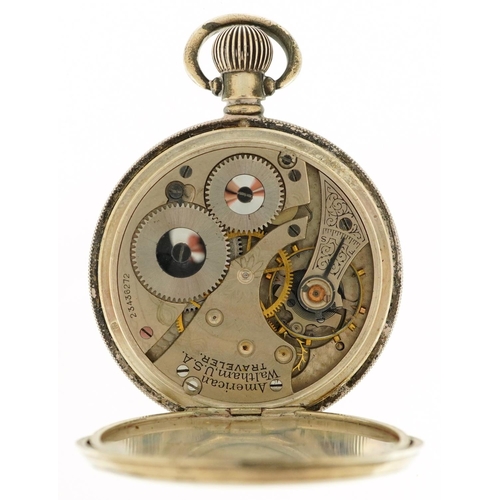 434 - A Waltham gentlemen's silver open face top wind pocket watch having enamelled and subsidiary dials w... 