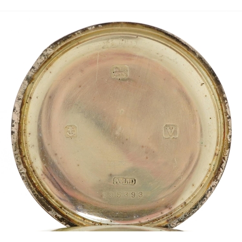 434 - A Waltham gentlemen's silver open face top wind pocket watch having enamelled and subsidiary dials w... 