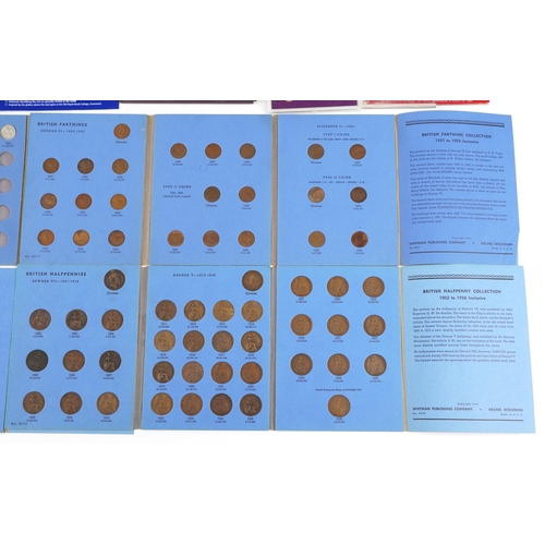 1485 - Vintage coin folders with contents to include farthings 1902-1956, half pennies 1902-1936, sixpences... 