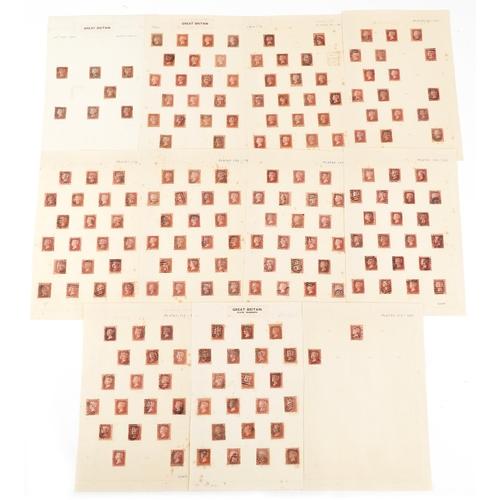 1547 - A quantity of Victorian Penny Red stamps to include imperforate and many with plate numbers.