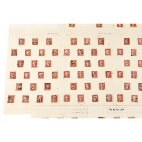 1547 - A quantity of Victorian Penny Red stamps to include imperforate and many with plate numbers.