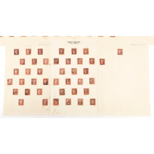 1547 - A quantity of Victorian Penny Red stamps to include imperforate and many with plate numbers.