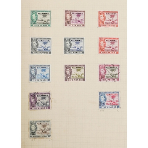 1544 - 19th century and later British and commonwealth stamps housed in a green album to include Gambia, Gi... 