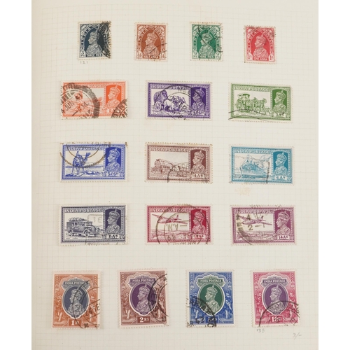 1544 - 19th century and later British and commonwealth stamps housed in a green album to include Gambia, Gi... 