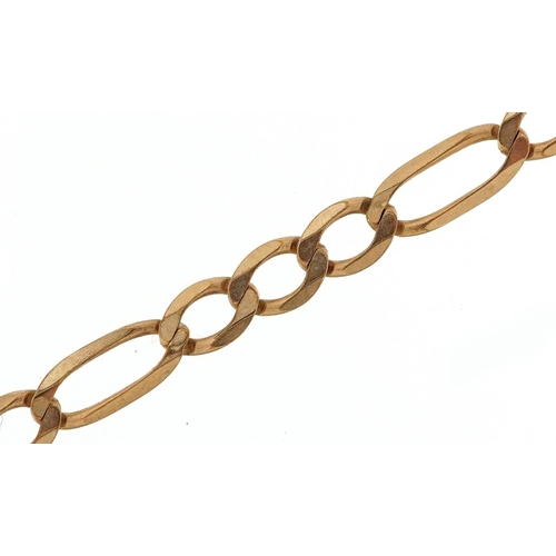 303 - A 9ct gold Figaro link bracelet, 19.5cm in length, 2.2g.