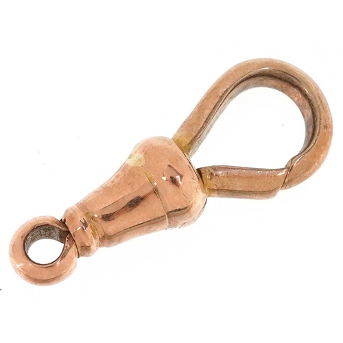 2290 - A 9ct rose gold dog clip clasp, 2.4cm in length, 2.6g.