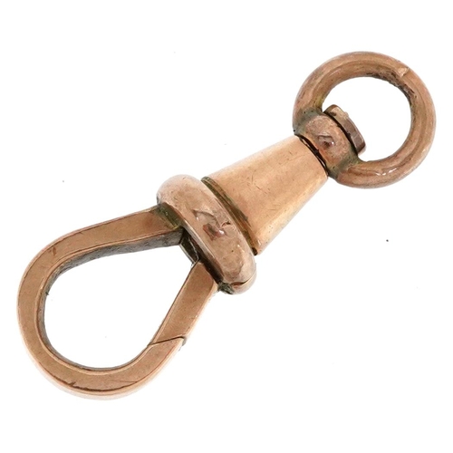 2397 - A 9ct rose gold swivel dog clip clasp, 2.3cm in length, 2.1g.