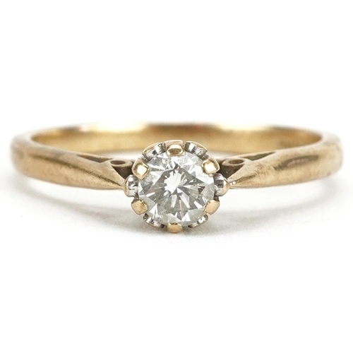 2008 - A 9ct gold diamond solitaire ring, the diamond approximately 0.25 carat, size M, 1.9g.