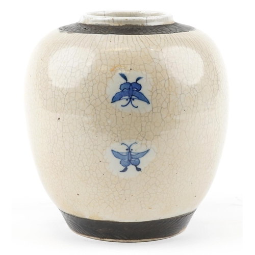 244 - A Chinese blue and white porcelain ginger jar, late 19th/early 20th century, decorated with birds am... 