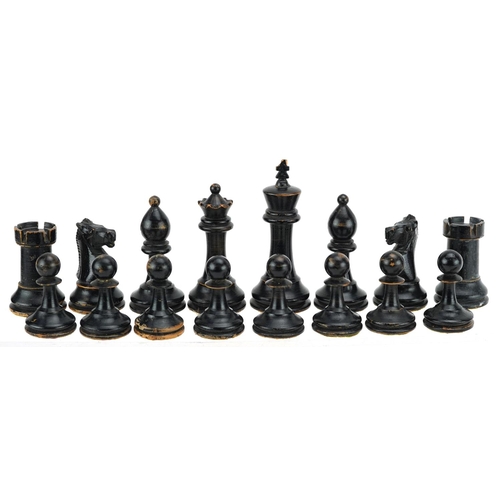 505 - A Staunton chess set, the king 8cm high.