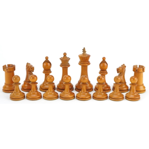 505 - A Staunton chess set, the king 8cm high.