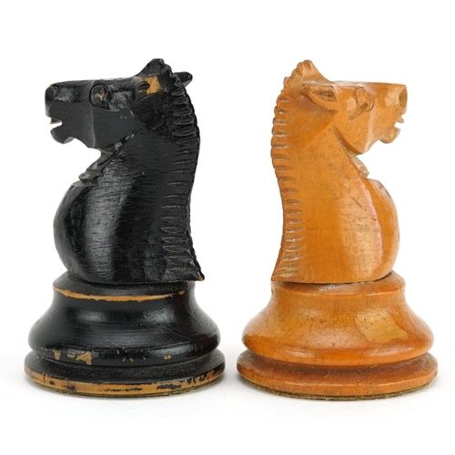 505 - A Staunton chess set, the king 8cm high.