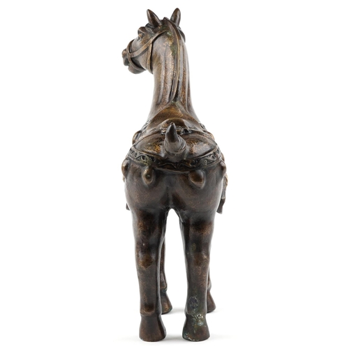 54 - A large Chinese bronze partially gilt study of a Tang horse, 39cm high, approximately 8.5kg