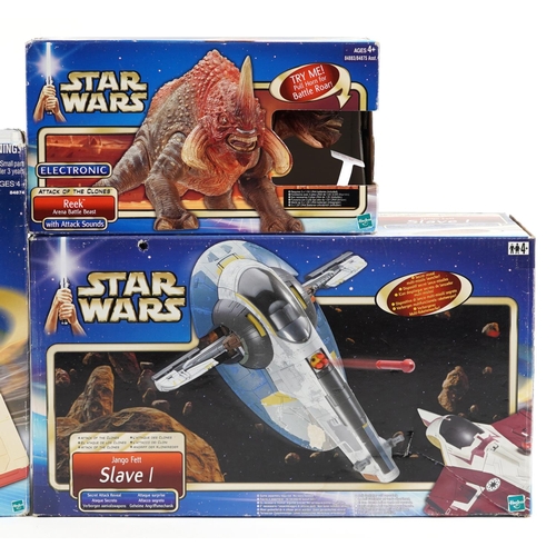 649 - Three Star Wars Attack of the Clones collectables comprising Republic Gunship with Deployable Troop ... 