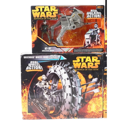 601 - Six Star Wars Revenge of the Sith collectables comprising Boga with Obi-Wan Kenobi, AT-RT with AT-RT... 