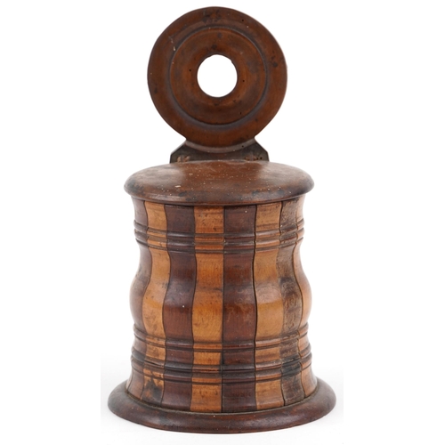 1364 - A 19th century mahogany and walnut wall mounted tobacco jar, 25cm high.