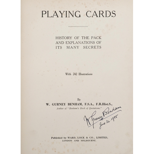 1631 - Playing Cards by W. Gurney Benham, published by Ward Lock & Co. Limited, London, signed by the autho... 