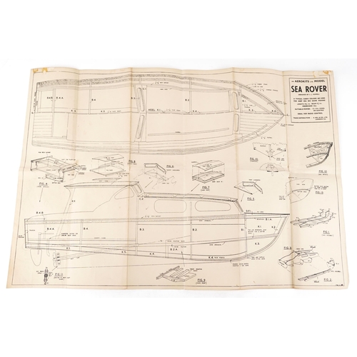 534 - A 1950s/60s scratch built radio controlled diesel pond boat with transmitter, plans and E/D racer en... 