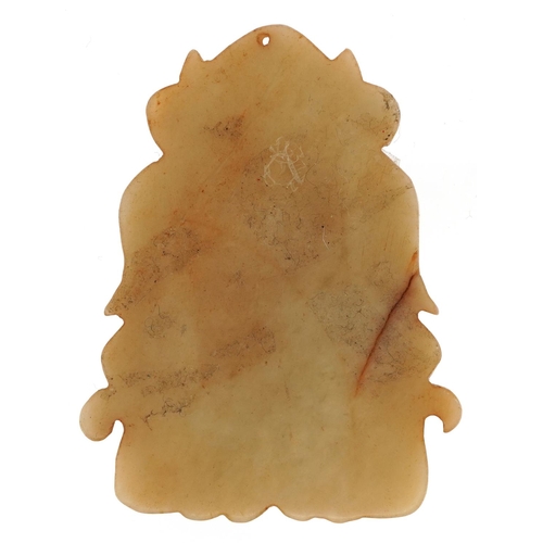 101 - A Chinese carved celadon jade pendant, late 19th/early 20th century, 7.5cm in length.