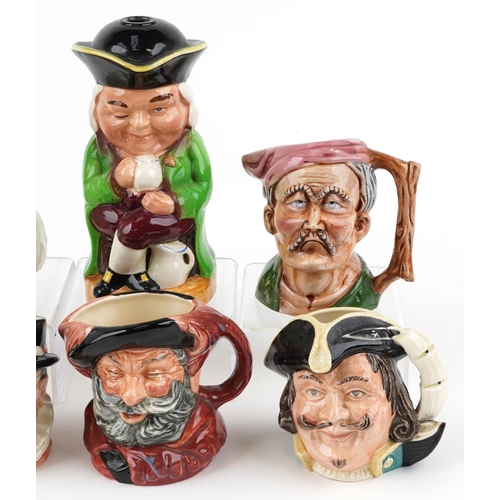 399 - Five character jugs including Royal Doulton, a Burlington ware Toby jug and a Belleek Irish porcelai... 