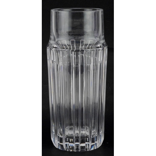 409 - A Tiffany & Co large clear glass vase made for the Oriana Grand Voyage 2006, 21cm high.