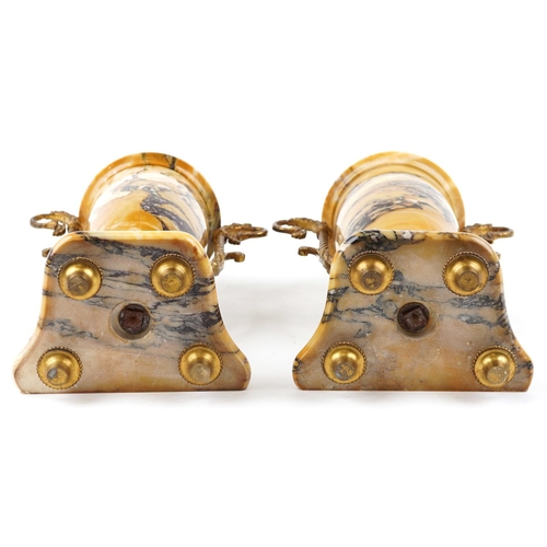 3 - A pair of early 20th century Neo-Classical Revival marble and gilt metal mounted garnitures, 31cm hi... 