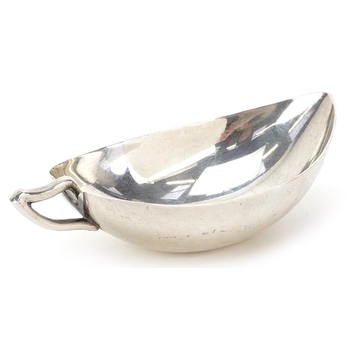 60 - A Japanese silver dish, 20th century, of leaf form, 10cm wide.