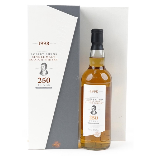 390 - A bottle of vintage 1998 Robert Burns 250th Anniversary Single Malt Scotch whisky with box.