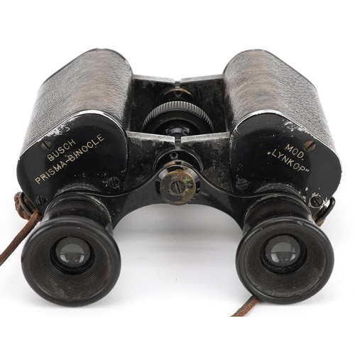 712 - A pair of Russian military interest World War I binoculars with leather case.