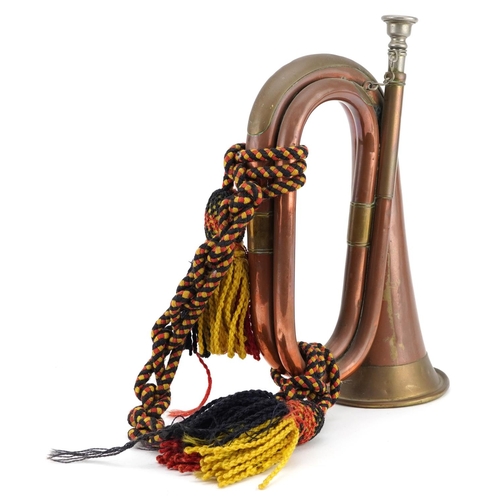 719 - A Rushworth & Draper Apollo copper and brass bugle.