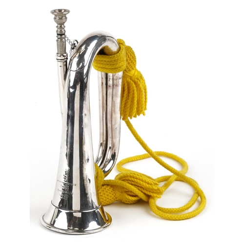 718 - A Henry Potter & Co. silver plated bugle dated 1929.