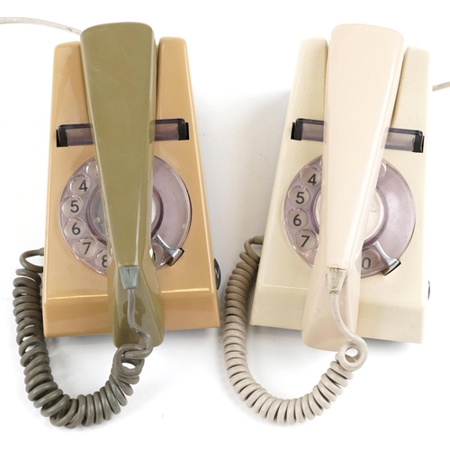 1373 - Two vintage trim dial telephones in cream and brown.